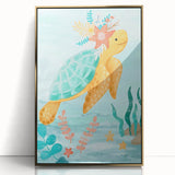 Floral Sea Turtle Nursery Art - Acrylic Baby Room Print