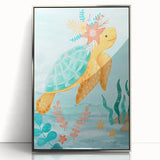 Floral Sea Turtle Nursery Art - Acrylic Baby Room Print