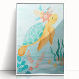 Floral Sea Turtle Nursery Art - Acrylic Baby Room Print