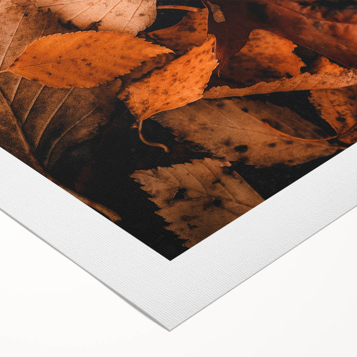 Art deco poster featuring an autumnal scene in warm orange and brown tones on rolled canvas, ideal for dining room decor.