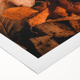 Art deco poster featuring an autumnal scene in warm orange and brown tones on rolled canvas, ideal for dining room decor.