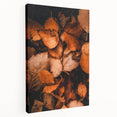 Autumn-themed abstract painting on stretched canvas with warm orange and red tones, ideal for kitchen wall art.