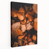 Autumn-themed abstract painting on stretched canvas with warm orange and red tones, ideal for kitchen wall art.
