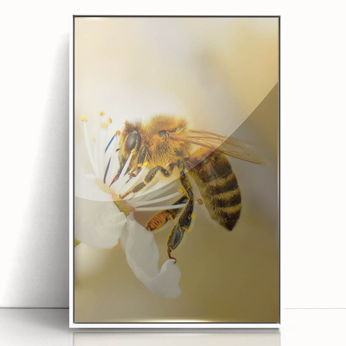 Art deco poster featuring a stylized spring scene in pastel shades, framed acrylic print, ideal for nursery wall art.