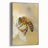Landscape art painting of spring season on framed canvas, featuring vibrant green and floral hues.