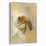 Vintage poster art of a spring scene on a large framed canvas, featuring vibrant colors on a black background.