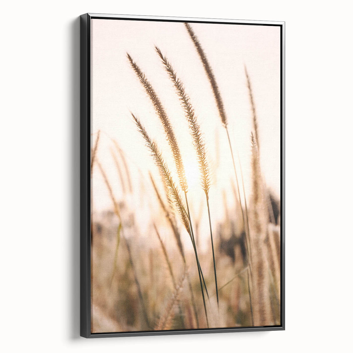 Black and white framed canvas depicting a summer landscape, ideal for bedroom wall art in vintage poster style.