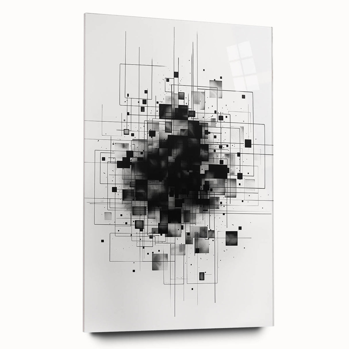 Mid Century Modern Geometric Art - Black and White Minimalist Abstract