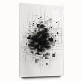 Mid Century Modern Geometric Art - Black and White Minimalist Abstract