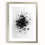 Mid Century Modern Geometric Art - Black and White Minimalist Abstract