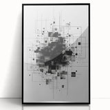 Mid Century Modern Geometric Art - Black and White Minimalist Abstract
