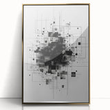 Mid Century Modern Geometric Art - Black and White Minimalist Abstract