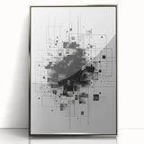 Mid Century Modern Geometric Art - Black and White Minimalist Abstract