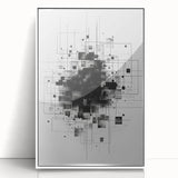 Mid Century Modern Geometric Art - Black and White Minimalist Abstract