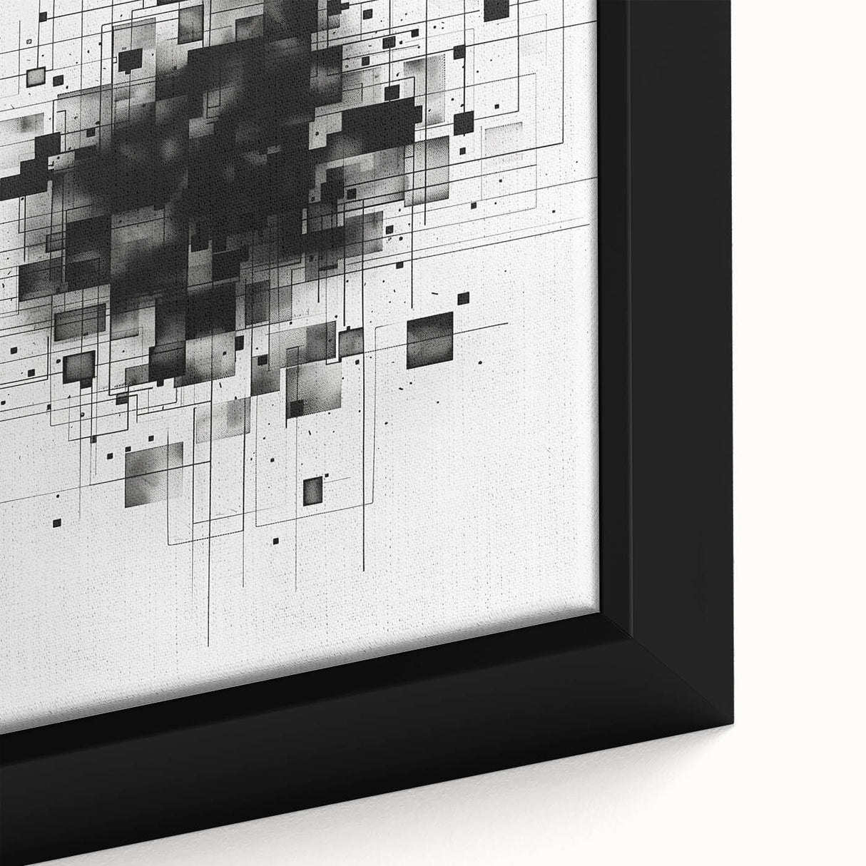 Mid Century Modern Geometric Art - Black and White Minimalist Abstract