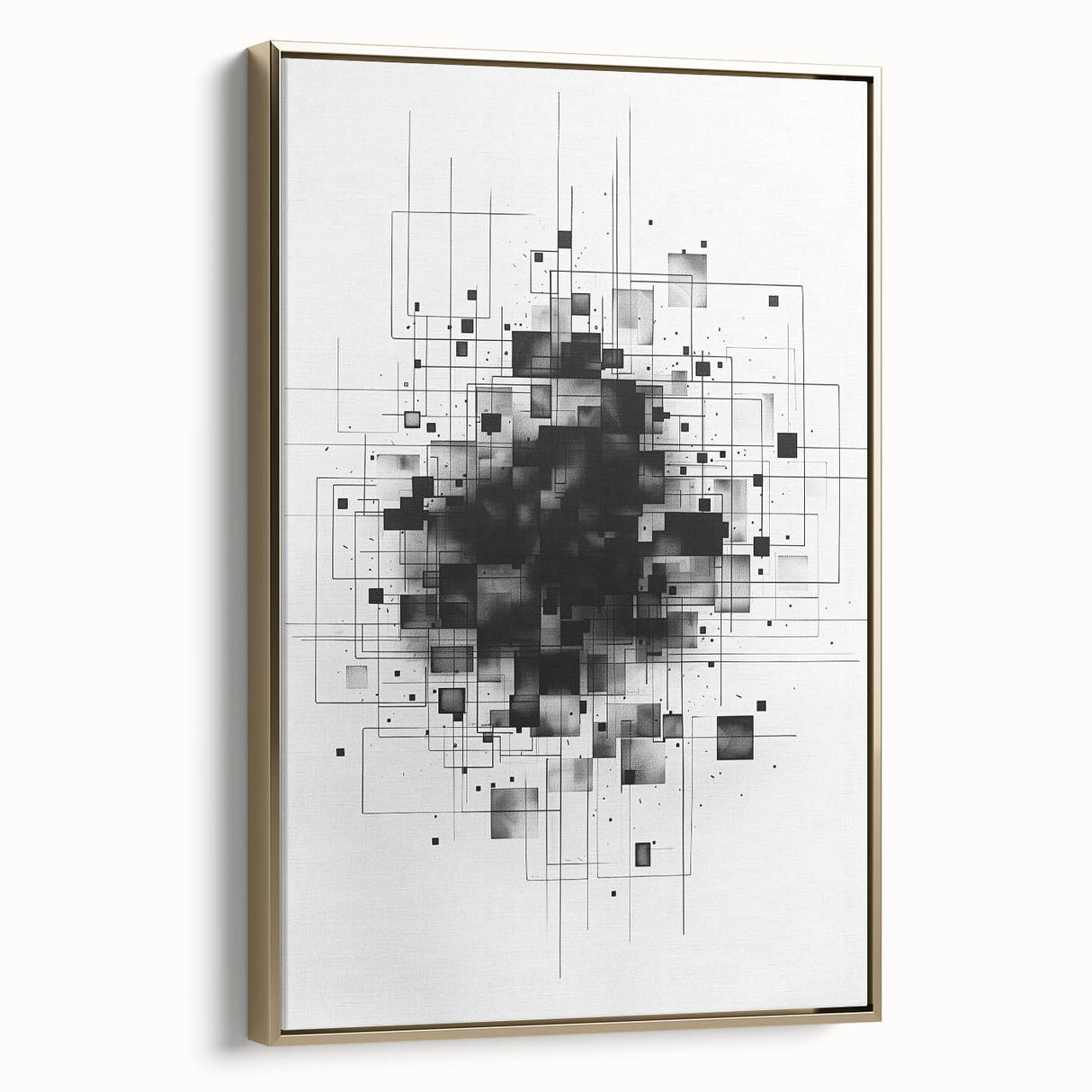 Mid Century Modern Geometric Art - Black and White Minimalist Abstract