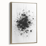 Mid Century Modern Geometric Art - Black and White Minimalist Abstract