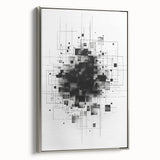 Mid Century Modern Geometric Art - Black and White Minimalist Abstract