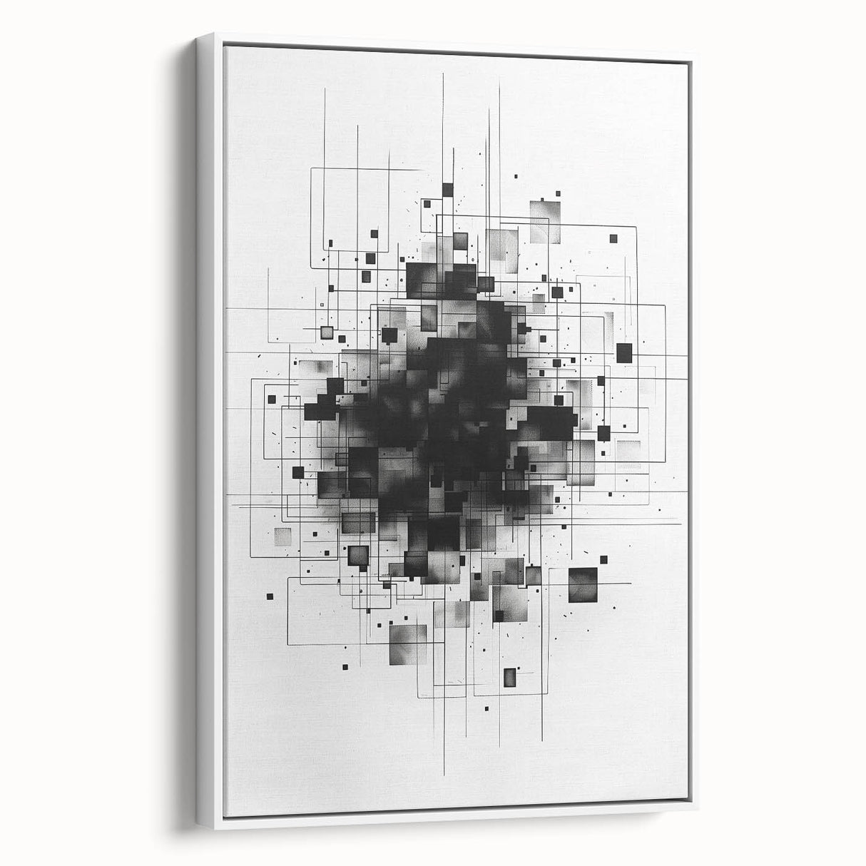 Mid Century Modern Geometric Art - Black and White Minimalist Abstract