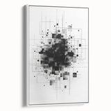 Mid Century Modern Geometric Art - Black and White Minimalist Abstract