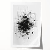 Mid Century Modern Geometric Art - Black and White Minimalist Abstract