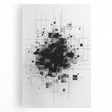 Mid Century Modern Geometric Art - Black and White Minimalist Abstract
