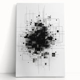 Mid Century Modern Geometric Art - Black and White Minimalist Abstract