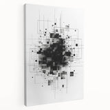 Mid Century Modern Geometric Art - Black and White Minimalist Abstract