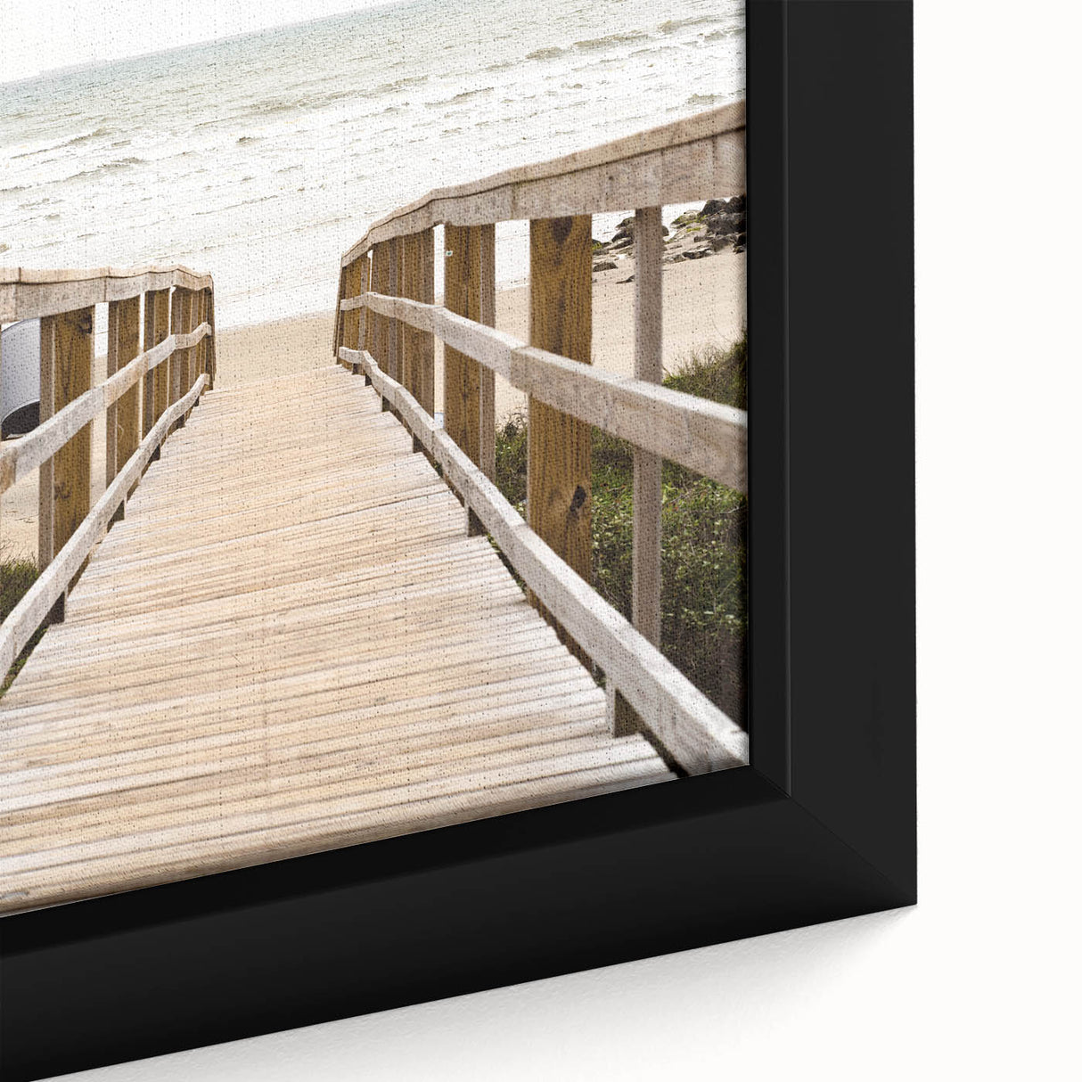 Close-up of extra large black wall art featuring a textured, colorful abstract design on a framed canvas.