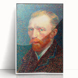 Mid-century modernist art featuring a Van Gogh style painting in muted pastel shades on a white acrylic frame.