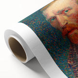 Art Deco style poster of Van Gogh-inspired scene on rolled canvas, with pastel color palette, suitable for nursery wall art.