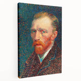 Side view of a large stretched canvas featuring Van Gogh-inspired swirling star patterns in vibrant blue and yellow tones.