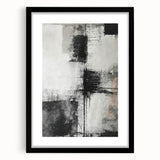 Abstract wall art featuring colorful strokes in a modern design, framed in black with a white mat, perfect for contemporary home decor.