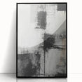 Framed abstract wall art with bold black strokes on a white background, showcasing modern design aesthetics. Perfect for contemporary home decor or office spaces.
