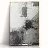 Framed acrylic wall art showcasing a vibrant abstract design with golden strokes on a neutral background, perfect for modern home decor enhancement.