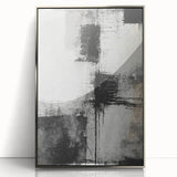 Framed abstract wall art with silver acrylic strokes, showcasing a modern design suitable for contemporary decor. Perfect for adding elegance to living spaces.