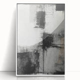 Framed abstract strokes wall art in white, featuring dynamic brushwork and vibrant colors, ideal for modern home decor and artistic interiors.
