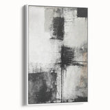 Framed canvas wall art showcasing an abstract design with colorful strokes on a white background, displayed in a sleek side view, perfect for modern home decor.