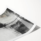 Abstract wall art print showcasing colorful, textured strokes in vibrant hues of blue, orange, and yellow, perfect for modern home decor. Rolled and ready for framing.