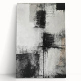 Abstract wall art featuring vibrant multicolored strokes on stretched canvas, leaning against a neutral wall, ideal for modern home decor and artistic expression.