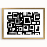 Abstract wall art featuring dynamic gold and black strokes in a sleek frame with a mat, ideal for modern decor. Perfect for adding elegance to any room.