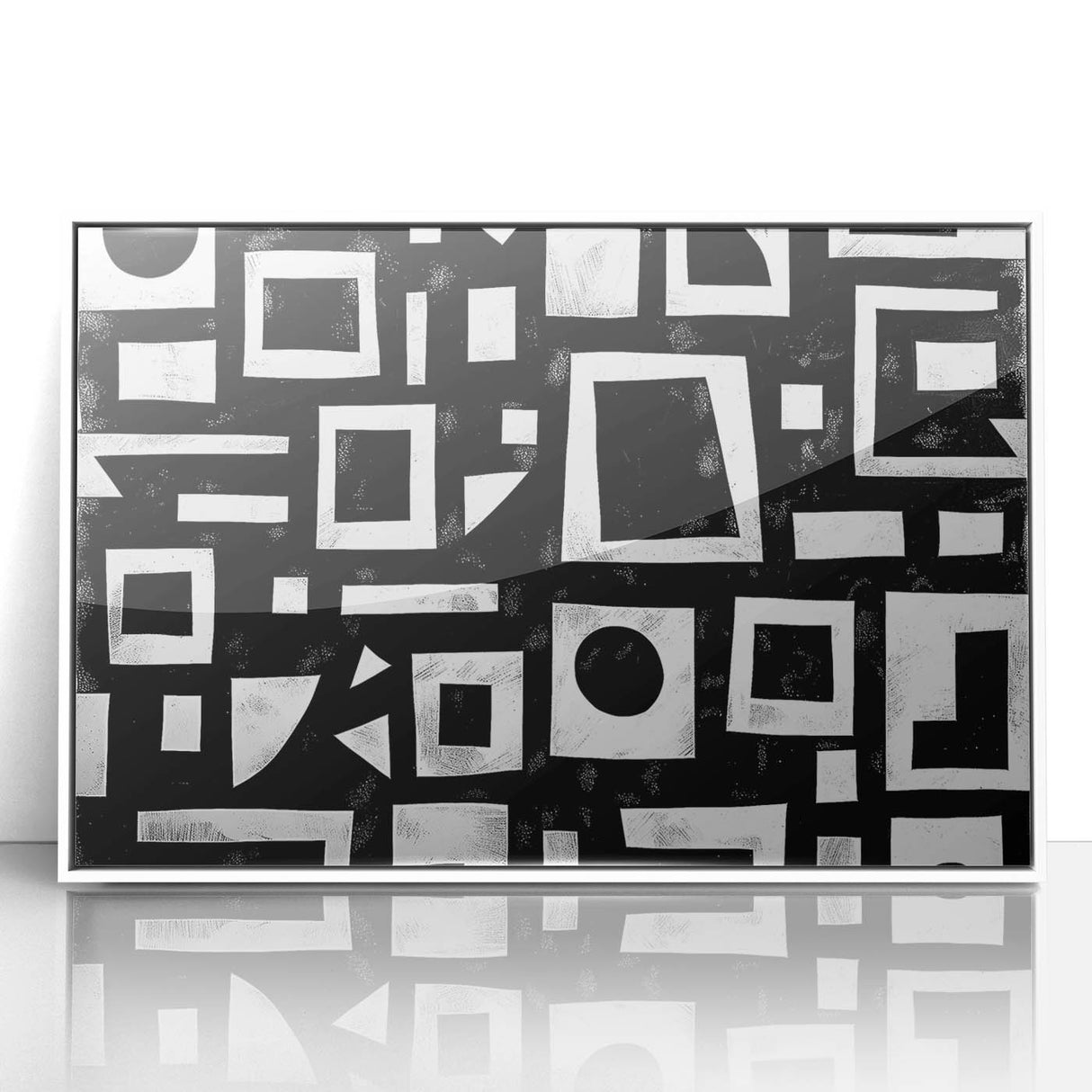 Framed acrylic wall art featuring abstract strokes in white and neutral tones, adding a modern touch to home decor with elegant lines and textures.