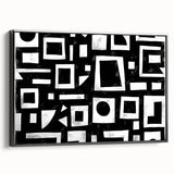 Framed abstract strokes wall art in black, showcasing dynamic curved lines and textures, displayed from a side view to highlight its depth and elegance. Perfect for modern home decor, enhancing any living space with a sophisticated touch.