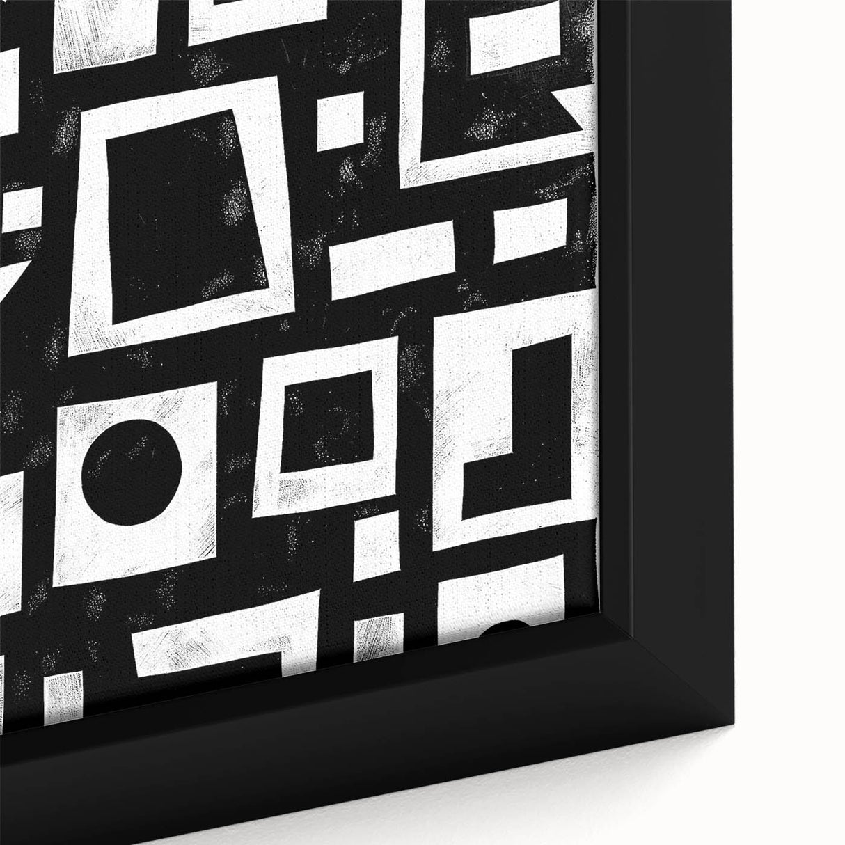 Close-up of abstract strokes wall art in a modern black frame, showcasing vibrant colors and dynamic patterns, perfect for enhancing contemporary home decor.