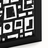 Close-up of abstract strokes wall art in a modern black frame, showcasing vibrant colors and dynamic patterns, perfect for enhancing contemporary home decor.