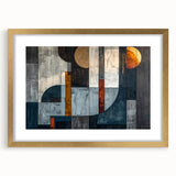 Abstract strokes wall art framed in gold, showcasing vibrant colors and dynamic patterns, perfect for modern home decor or office aesthetic.