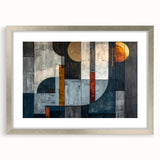 Abstract wall art displaying vibrant, multicolored strokes in a silver frame with a mat, ideal for modern home decor, enhancing any living space’s aesthetic appeal.