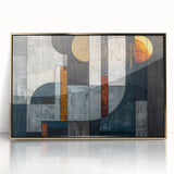 Framed abstract wall art featuring dynamic gold strokes on an acrylic surface, elegantly displayed for modern home decor. Perfect for contemporary interiors.