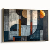 Framed abstract wall art featuring elegant gold strokes on a textured canvas, showcased in a stylish side view, perfect for modern home décor enhancements.