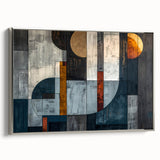 Framed wall art featuring abstract strokes in silver and gray tones, showcasing a modern design that adds elegance to any interior decor setting.
